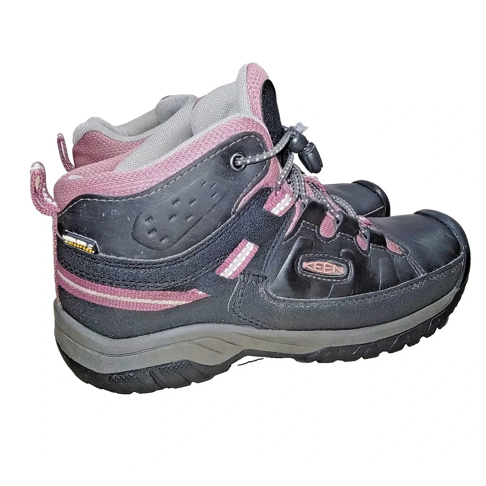 KEEN Targhee Mid Waterproof Hiking Boots Kids Youth Size 3 EU 35 Brown Pink